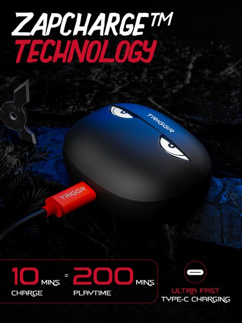 TRIGGR Kraken X5 with 50H Battery, BT v6.0, 40 ms Low Latency, 4-Mic ENC, Rapid Pairing Bluetooth Headset (Cyber Black, True Wireless) - Image 8