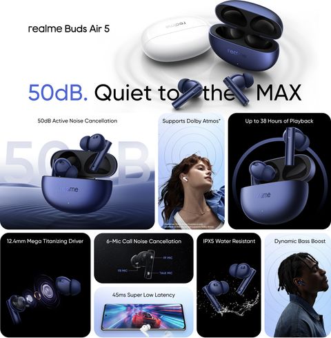 realme Buds Air 5 TWS Earbuds, Deep Sea Blue - Image 6