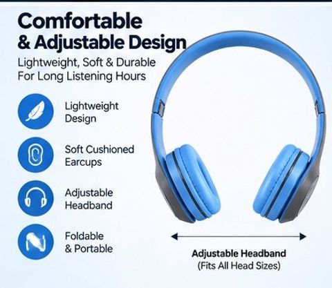 DXONE ACCESSORIES DXONE BestSound P47 Bluetooth Headset (Blue, True - Image 4