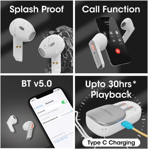 ZEBRONICS ZEB Sound Bomb X1 3-in-1 Wireless Earbuds, Speaker Combo, Built-in LED Torch Bluetooth Headset (White, True Wireless) - Image 8
