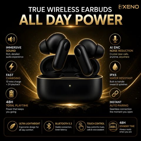 Bxeno True Wireless Earbuds Nord 2CE Earbuds with Mic 2r, 12.4mm Drivers8 Bluetooth Headset (Black, True Wireless) - Image 7