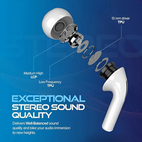 BULLSTORM Earbuds Wireless Bluetooth TWS Connectivity for Android iOS Devices Bluetooth Gaming Headset (Milkly White, True Wireless) - Image 4