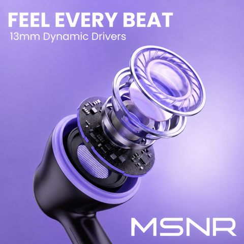 MSNR Rizz Buds Immersio Wireless Earbuds (Purple, True Wireless) - Image 4