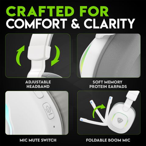 SpinBot HX300 Bluetooth Gaming Headset (White, On Ear) - Image 8