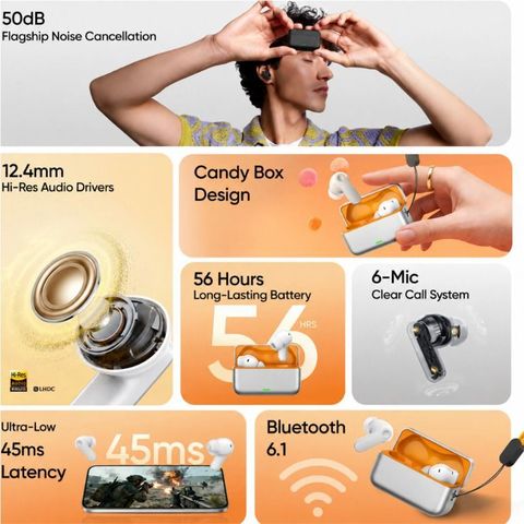 CROWNVIZ Buds T500 Pro TWS Earbuds, Orange - Image 3