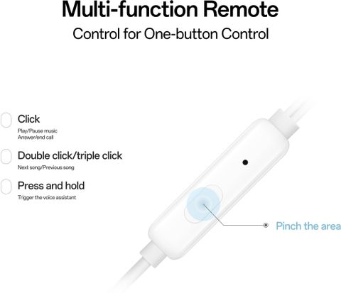 OPPO Type-C Half-in-Ear Wired Earbuds(MH136), 14.2mm Dynamic Coil Wired Headset (White, In the Ear) - Image 7