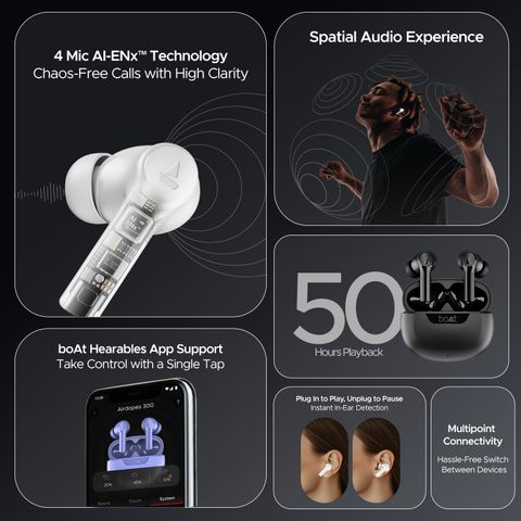 boAt Airdopes 300 TWS Earbuds, Chrome White - Image 6