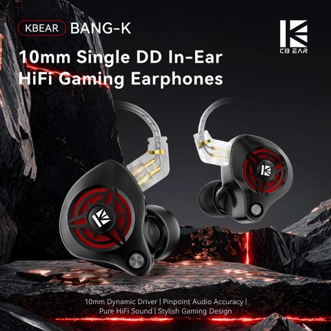 Kbear BANG-K 10mm Single DD TYPE-C In-Ear HiFi Gaming Earphones Wired Headset (Black, In the Ear) - Image 3