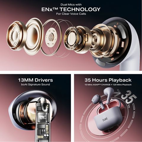 boAt Airdopes Alpha TWS Earbuds, 35H Battery, Peach Dusk - Image 6