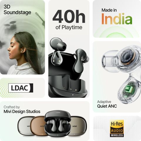 Mivi AI-Buds Bluetooth Headset, Black, In-Ear - Image 8