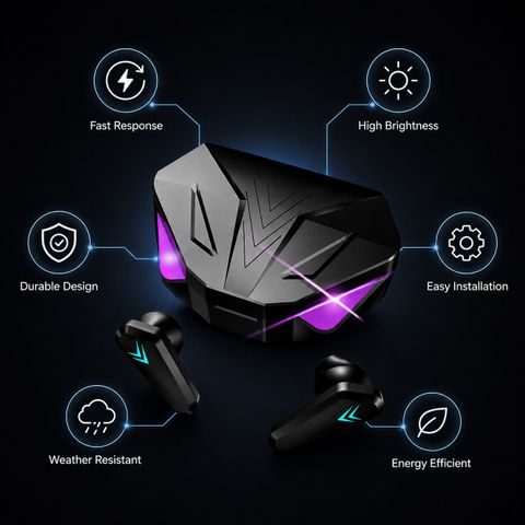 GUGGU Bluetooth Gaming Earbuds with Noise Reduction and Deep Bass CV304 Bluetooth Headset (Black, True Wireless) - Image 3