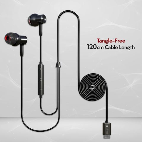 MAK POWER Type-C Wired Earphone with Mic (Black) - Image 3