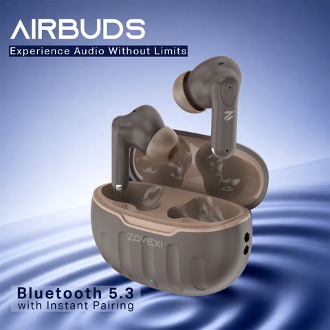 Zovexi True Wireless Airbuds, Brown, 30H Playtime - Image 8