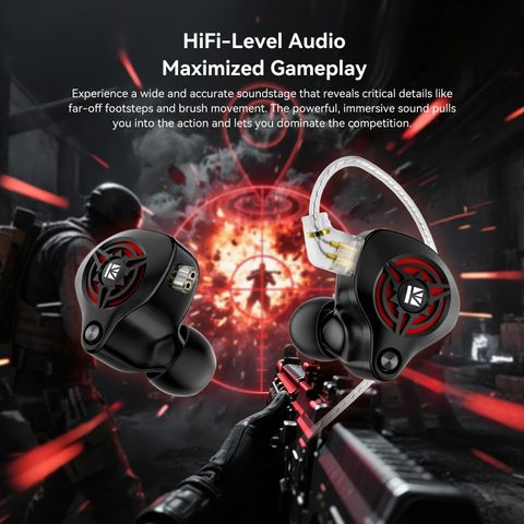 Kbear BANG-K 10mm Single DD TYPE-C In-Ear HiFi Gaming Earphones Wired Headset (Black, In the Ear) - Image 5