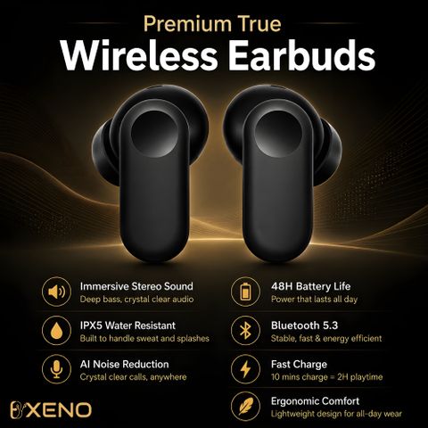 Bxeno True Wireless Earbuds Nord 2CE Earbuds with Mic 2r, 12.4mm Drivers8 Bluetooth Headset (Black, True Wireless) - Image 4