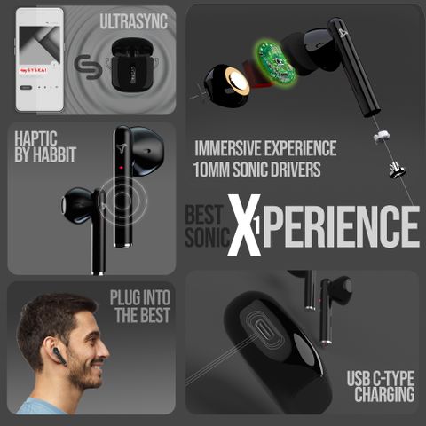 Syska SonicBuds X1 Bluetooth Gaming Headset (Elegant Black, True Wireless) - Image 4