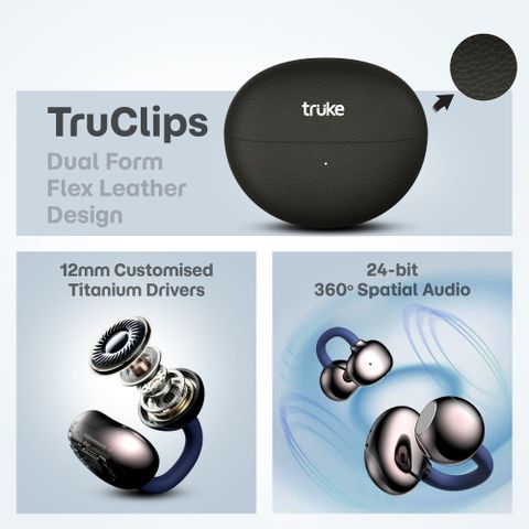 truke Truclips OWS Earbuds, 12mm Drivers, Onyx Blue, True Wireless - Image 6