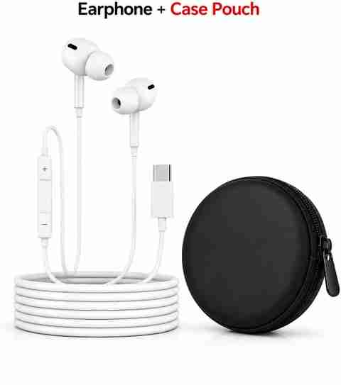 FLEXXGO Type-C Wired Earphone with Mic & Case Pouch | Stereo Sound | White Wired Headset (White, In the Ear) - Image 5