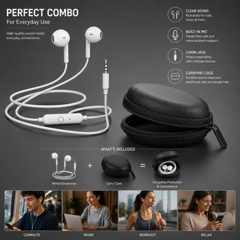 XTOUCH White Wired Earphones with In-Line Microphone - Image 5