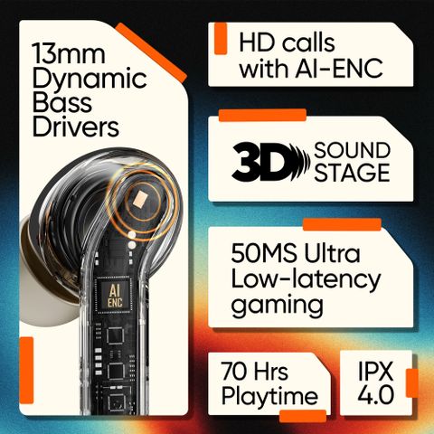 Mivi DuoPods Zig TWS, 13mm Bass, AI ENC HD Calls, 70H PT Bluetooth Headset (Beige, True Wireless) - Image 6