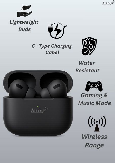 allons O34 TWS Earbuds with MagSafe Charging Case, Black - Image 4