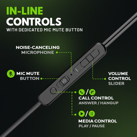 SpinBot BattleBudz C10 Type-C Wired Earphones with Boom Mic (Green) - Image 5