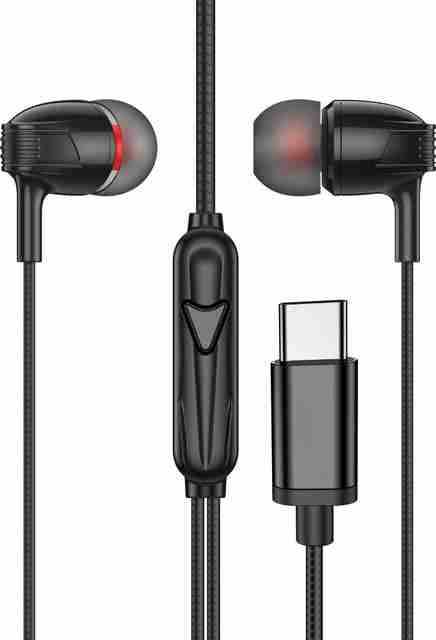 Aroma HF1002 Type C Wired Earphone With HD Quality In-Line Mic,12mm Driver Hi-Res Wired Headset (Onyx Black, In the Ear) - Image 2