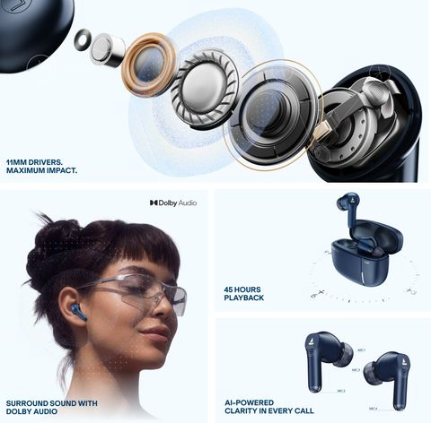 boAt Airdopes Prime 800D TWS Earbuds, Royal Blue - Image 6
