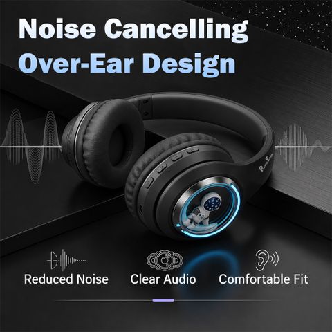 PunnkFunnk Wireless Bluetooth. Over Ear Headphones with 40H Playtime BT5.3 AUX TF Card Bluetooth Headset (Black, On the Ear) - Image 7