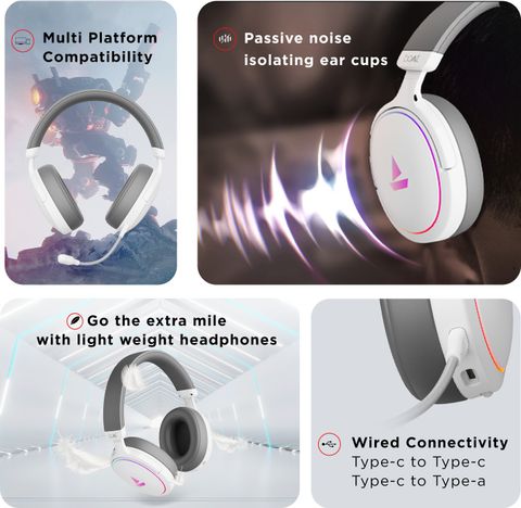 boAt Immortal IM-300 Wired Headset, 50MM Drivers, White Grey - Image 7