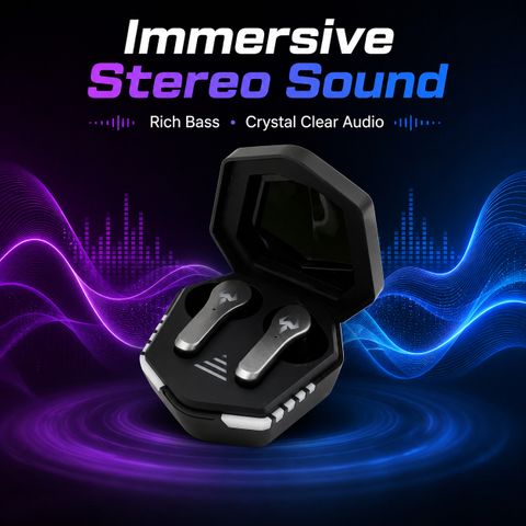 SYARA Gaming Earbuds with Low Latency Mode and HD Voice Calls DZ51 Bluetooth Headset (Black, True Wireless) - Image 4