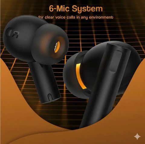 CROWNVIZ Buds Air 6 , 360 Spatial AI Audio, 40 hr Playtime Bluetooth Headset Bluetooth Headset (Black, In the Ear) - Image 4