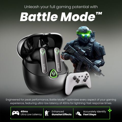 truke BTG Ultra 60H Playtime Gaming Earbuds (Metal Black) - Image 8