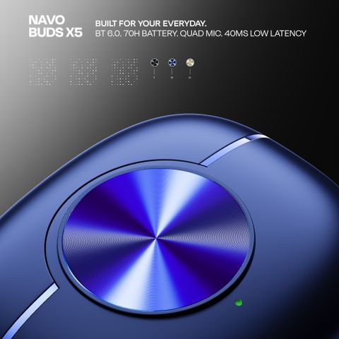 Number Navo Buds X5 Dual Pairing Earbuds, 70H Battery, AI ENC, 40ms Low Latency, v6.0 Bluetooth Headset (Ink Blue, True Wireless) - Image 6