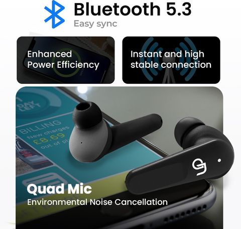 ONYZE ON901-ARMOR Gaming Earbuds,50HPlaytime,Made in INDIA,QuadMic-ENC,Fast Pair,BT5.3 Bluetooth Headset (Black, True Wireless) - Image 7