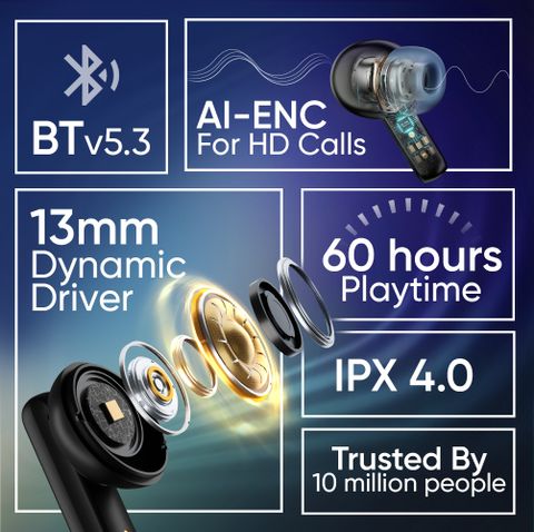 Mivi DuoPods Oris AI ENC TWS Earbuds Matte Black - Image 6