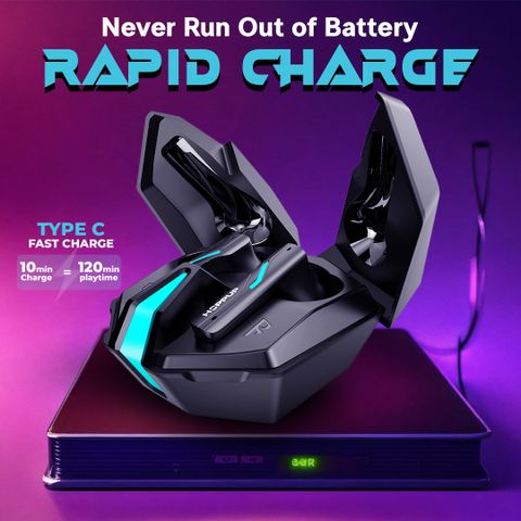 HOPPUP हà¥à¤ªà¤ª Xo6 Gaming Earbuds with 35MS Low Latency, RGB LED, 13MM DRIVERS & 50H PlayTime हà¥à¤¡à¤¸à¥à¤ à¤à¥à¤®à¤¿à¤à¤ हà¥à¤¡à¤«à¥à¤¨ (à¤à¥à¤² बà¥à¤²à¥à¤) - Image 7