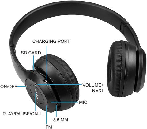 TABARET Bluetooth Headphone with Mic, SD Card Support, 8Hrs Battery - Image 6