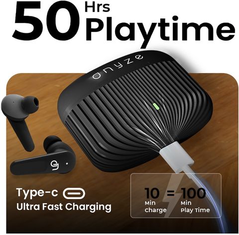 ONYZE ON901-ARMOR Gaming Earbuds,50HPlaytime,Made in INDIA,QuadMic-ENC,Fast Pair,BT5.3 Bluetooth Headset (Black, True Wireless) - Image 5