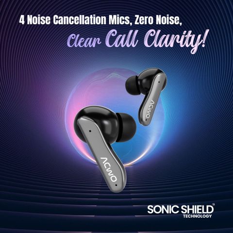 ACwO DwOTS 111 with 75H Playtime, Spatial Audio, 10mm Drivers, ENC Bluetooth Headset (Cadet Grey, True Wireless) - Image 8