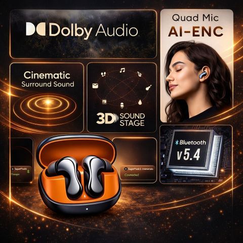 ZPELDORN SuperPods Immersio Dolby Audio, 3D Soundstage, Ear Buds Wireless with Deep Bass Bluetooth Headset (Black, True Wireless) - Image 3