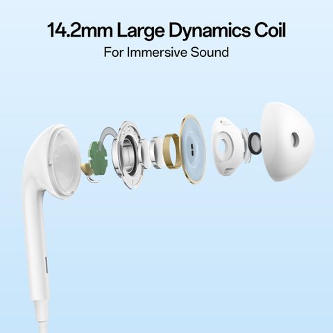 OPPO Type-C Half-in-Ear Wired Earbuds(MH136), 14.2mm Dynamic Coil Wired Headset (White, In the Ear) - Image 5