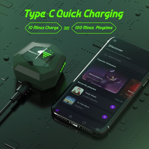 Aroma NB126 Aster V5.4 Upto 50Hr Playtime* 45Ms Latency Fast Charging RGB Gaming TWS Bluetooth Headset (Electric Green, True Wireless) - Image 8