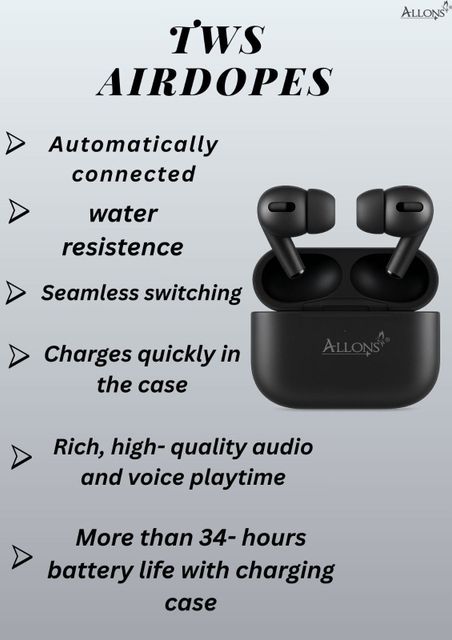 allons TWS Earbuds True Wireless Bluetooth Headphone with MagSafe Charging Case L30 Bluetooth Headset (Black, True Wireless) - Image 7