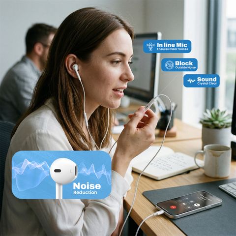 EVM Type-C Earphones [New Launch] Hi-Res Audio, Mic | Noise Isolation | Android iOS Wired Headset (White, In the Ear) - Image 7