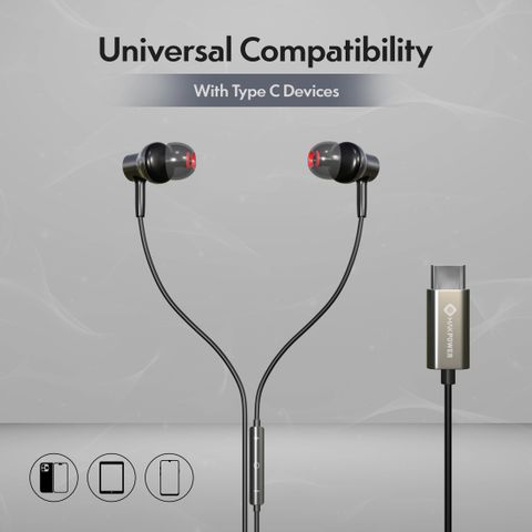MAK POWER Type-C Wired Earphone with Mic (Black) - Image 4