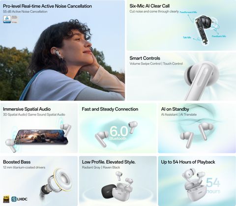 OnePlus Nord Buds 4 Pro TWS Earbuds with Upto 55dB Real-time ANC. Bluetooth Headset (Raven Black, True Wireless) - Image 8