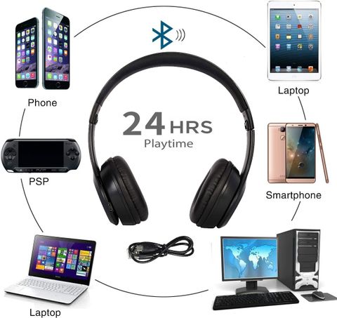 TABARET Bluetooth Headphone with Mic, SD Card Support, 8Hrs Battery - Image 7