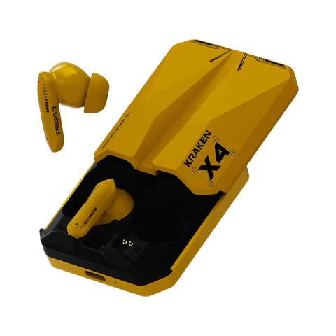 TRIGGR Kraken X4 with 13mm Drivers, 40ms Latency, ENC, 60H Battery, Rubber Finish, v5.4 Bluetooth Gaming Headset (Punk Yellow, True Wireless) - Image 5