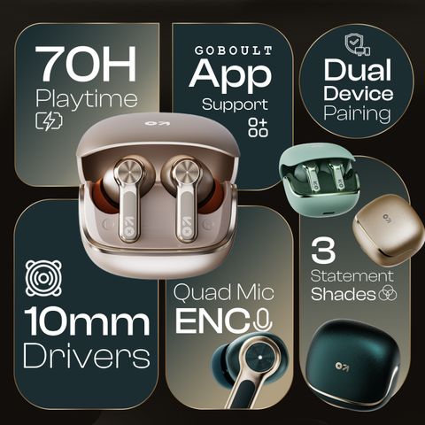 GOBOULT Raven 70Hrs Battery TWS Earbuds (Champagne) - Image 6